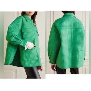 REMAIN Atina Oversized Quilted Recycled Shell Jacket Green Spruce Size M/L